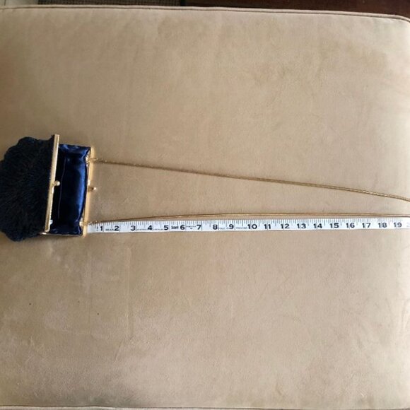 Vintage Handmade Blue Beaded Clamshell Evening Bag - Picture 6 of 8